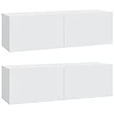 vidaXL Väggmonterade tv-bänkar 2 st vit 100x30x30 cm konstruerat trä, TV-skåp, mediamöbler, mediaskåp, mediamöbel, multimediaskåp, TV-möbler, TV bänk