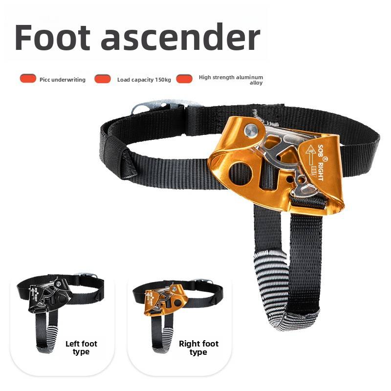 Bearing 150kg Right/Left Foot Climbing Ascender Aluminium Alloy Descender Labor-saving Rope Climber Mountaineering Equipment