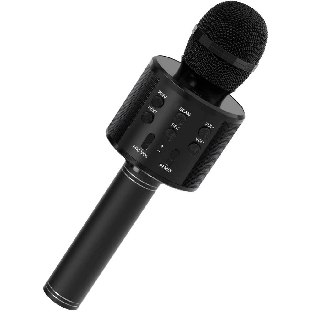 Trådløs Bluetooth Karaoke Mikrofon, Bærbart Håndholdt Sanglegetøj til Børn og Voksne, Gave til Fødselsdagsfest (Sort)
