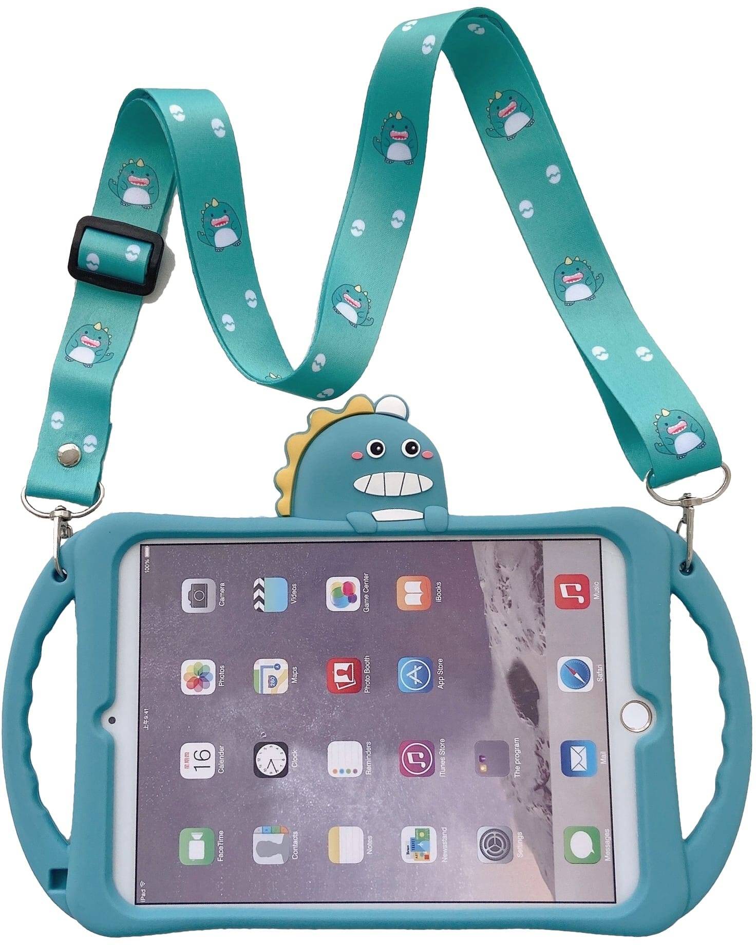 Trolsk Barnskal med Rem - Dino (iPad mini 4/5) - Grön/