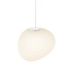 Foscarini Designer hængelampe Gregg MIDI, dæmpbar, Hvid/opal, Stue/spisestue, Glas, Design, kuglelampe