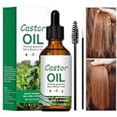 Ricinolja Hår ricinolja kallpressad Castor Oil 60 ml naturlig, djupt närande hårolja | Växande hårolja för hårvård och hårförstärkning Bio Castor Oil för hår