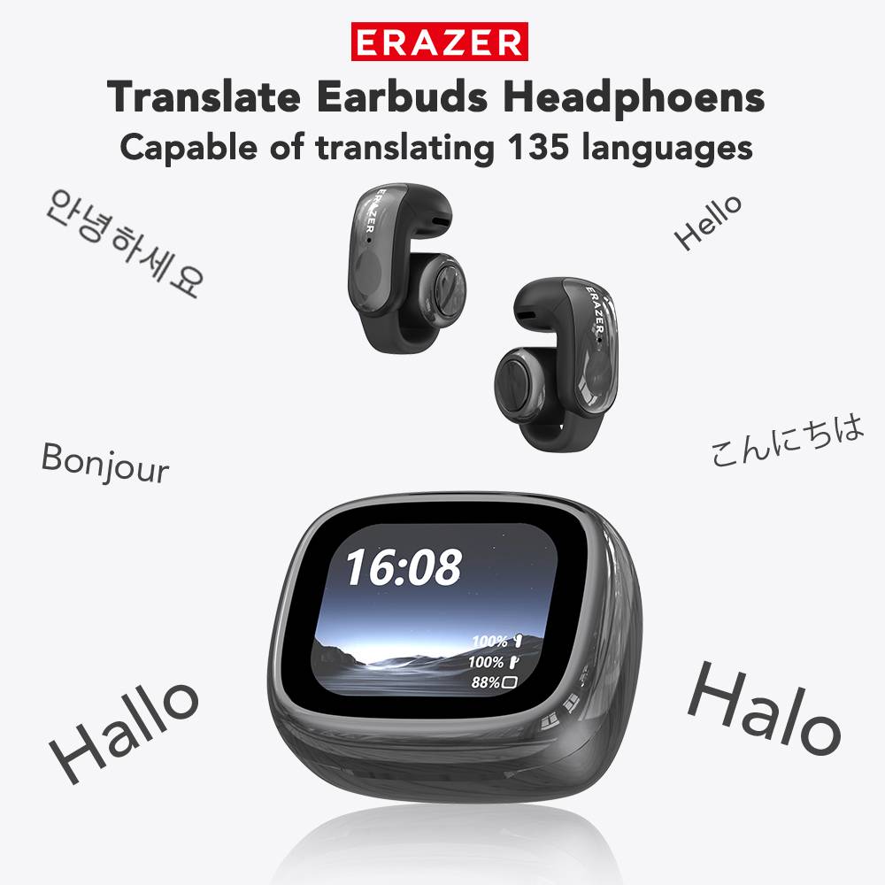 ERAZER Bluetooth Headphones XF28 Open-Ear True Wireless Earbuds Translation Earphones Office Travel Headset MP3 High Quality