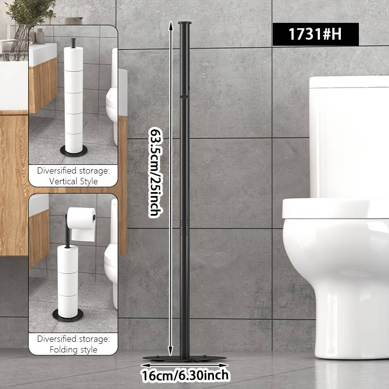 1pc Freestanding Toilet Paper Holder - No Drilling Required, Independent Toilet Paper Roll Rack, , Suitable For Bathroom, Holds 5 Rolls Of Spare Toilet Paper, Bathroom Accessory, Golden/