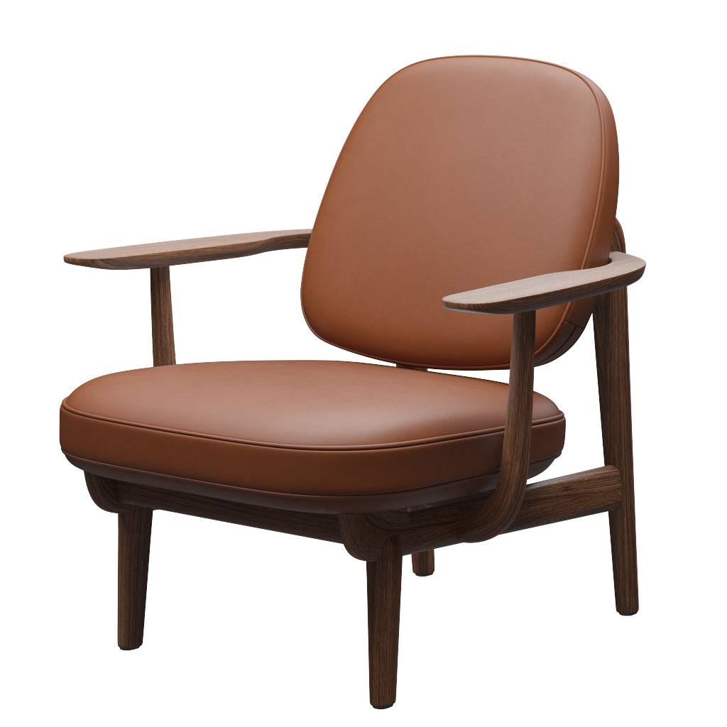 Fred Lænestol, valnødbejdset eg fra Fritz Hansen Essential læder - Walnut - Jacobsen Plus