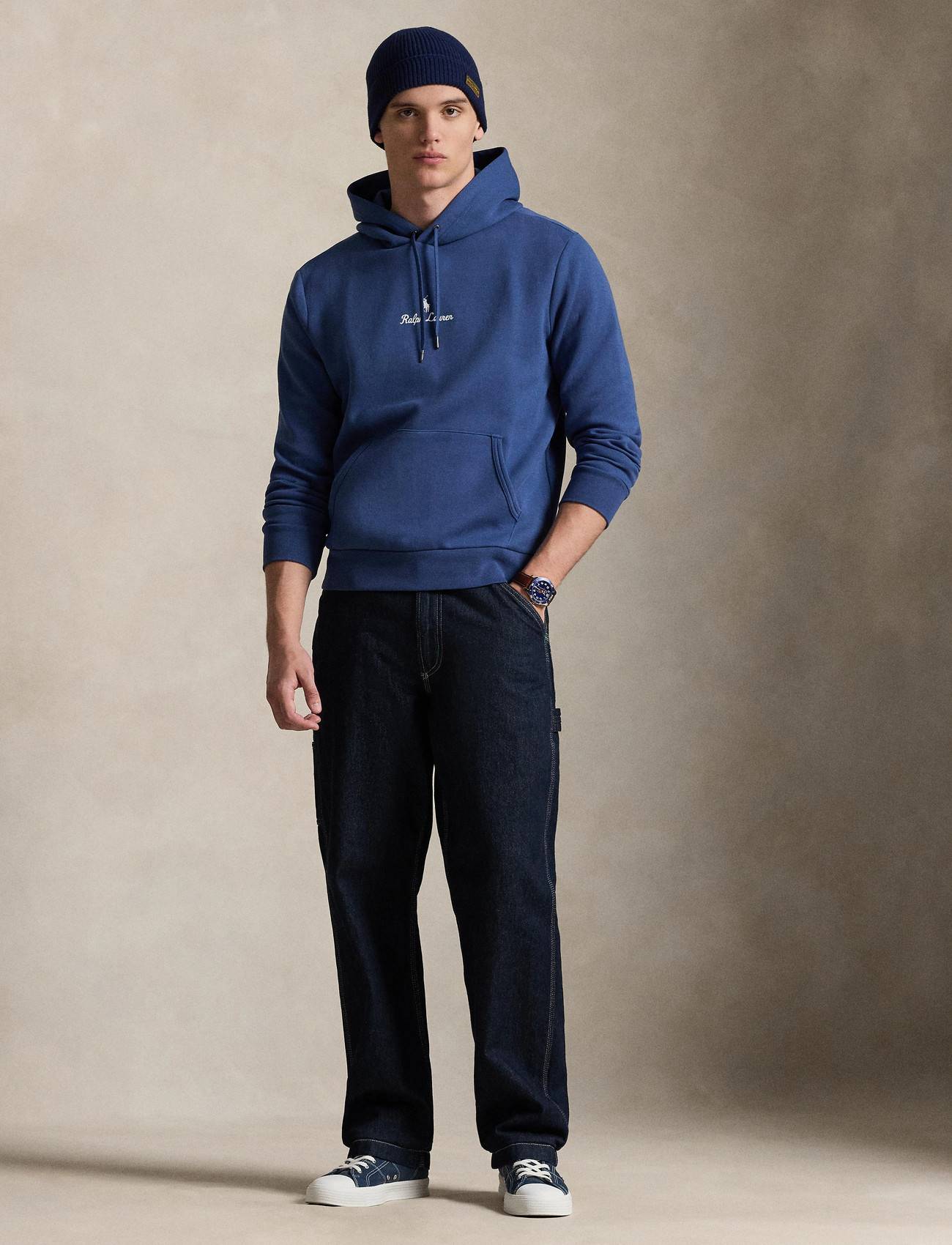 Polo Ralph Lauren Logo Double-Knit Hoodie - Blue - XXL