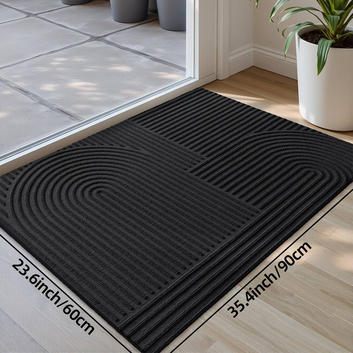 1pc Door Mat Entryway Rug, Solid Color Stripes Door Mats Indoor Front Door Rugs, Geometric Non Slip Low Profile Washable Door Rug For Entry, Patio, Home Decoration