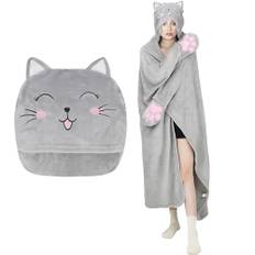 MSISILY Decke mit Ärmeln und Kapuze, Personalisierte Decke Tragbare Decke für Frauen, Kuscheldecke Flauschig Geschenke für Mädchen Kinder