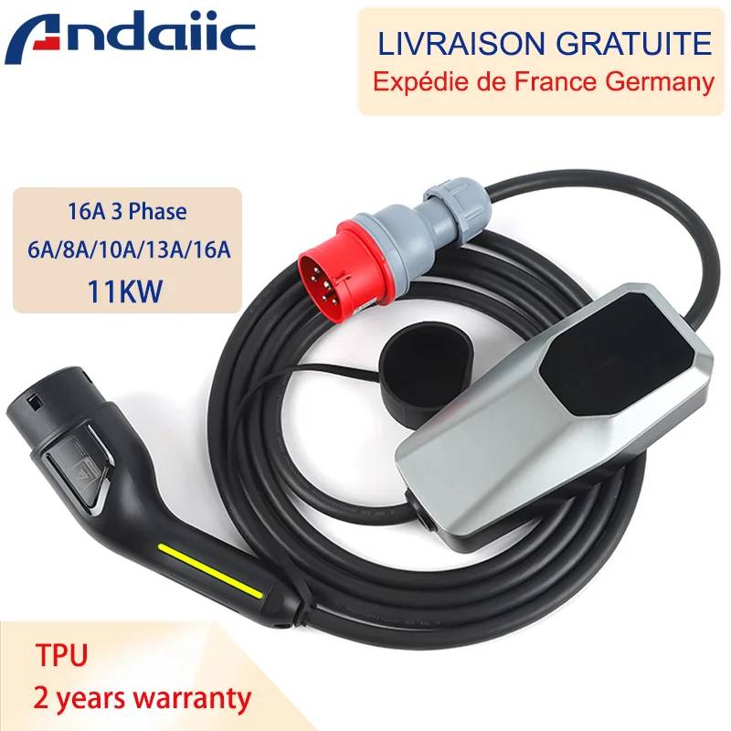 Type 1 Type 2 EV Charger 3.5KW 7KW 11KW 22KW Cable Electric Vehicle Wallbox 4 Meters EVSE Waterproof Fast Charging Fast Delivery