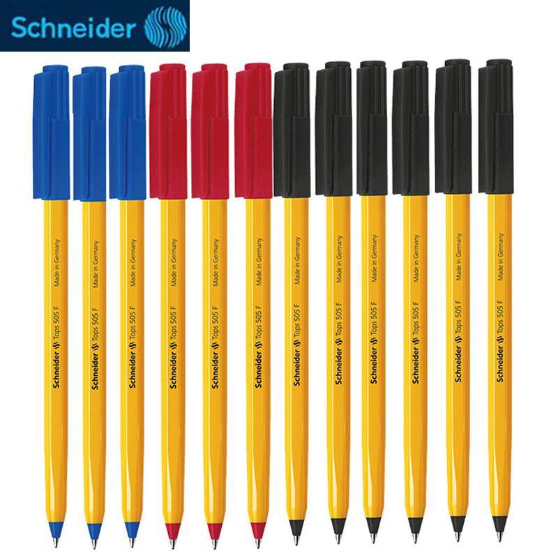 Schneider TOPS 505F Gelpennor, Original Tysk 0,5 mm medium oljeblcksvisare svart röd blå mjuk bläckflöde, för skrivning, övningspapper