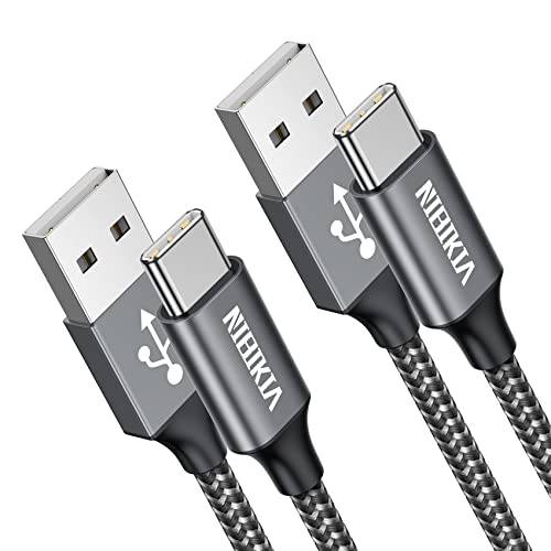 USB C-kabel 2M 2Pack Typ C-laddare Snabbladdning Nylon Samsung-laddarkabel för Samsung Galaxy S22 S20 S10 S9 S8 Note 10 9 8, Huawei, OnePlus, LG, Google Pixel, Etc