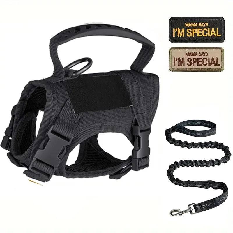 Tactical Military Vest Harness & Leash Set for Cats & Small Dogs - Black