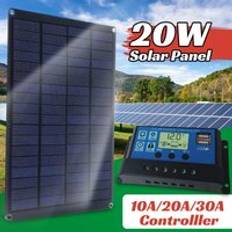 20w 18v solpanelsats komplett med styrbar bärbar kraftbank sol laddare för smartphone laddare campingbil båt rv - Endast solpanel
