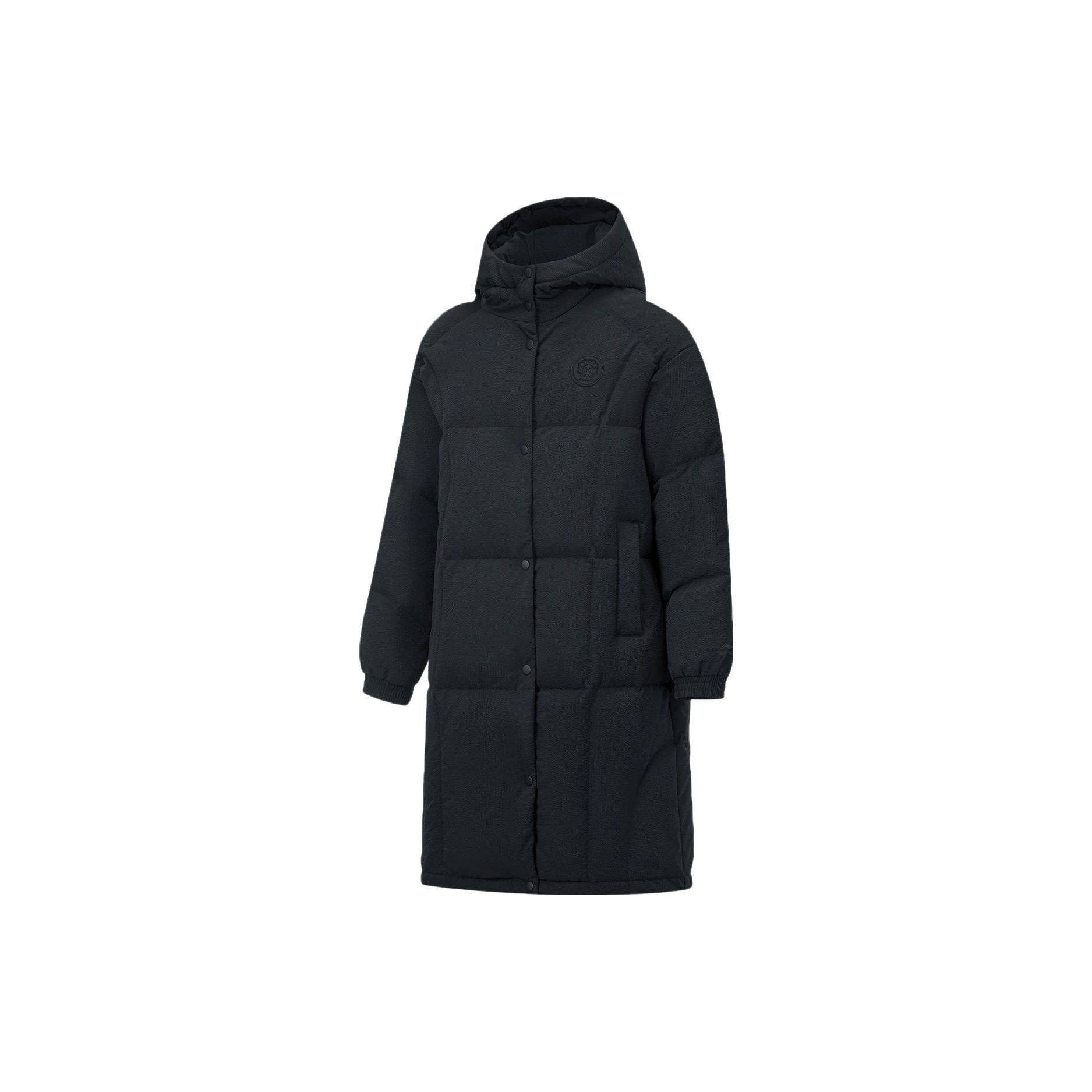 Li Ning Sports Lifestyle Serie Enfärgad Lös Lång Dunjacka Dam Ytterkläder Svart AYMT080-5 XL