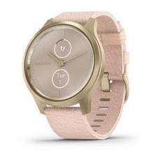 Garmin - Vívomove® Style, lys guld-tone aluminiumurkasse med vævet blush pink nylonrem - Model.: 010-02240-02