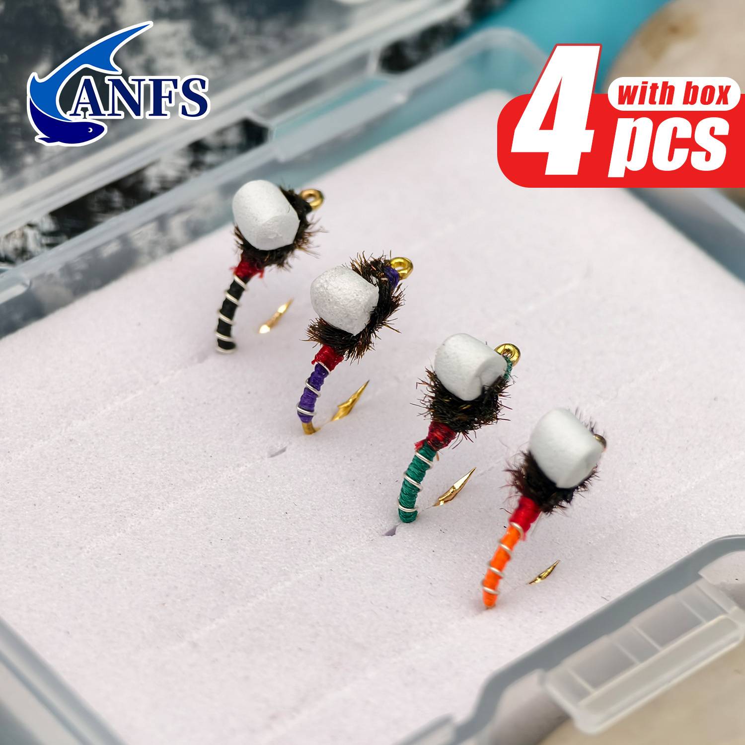 ANFS Suspender Buzzer Fly, 4 Pack Suspender Buzzer, Rainbow Trout Flies-Cool Hand Tied Fly Fishing for Angler