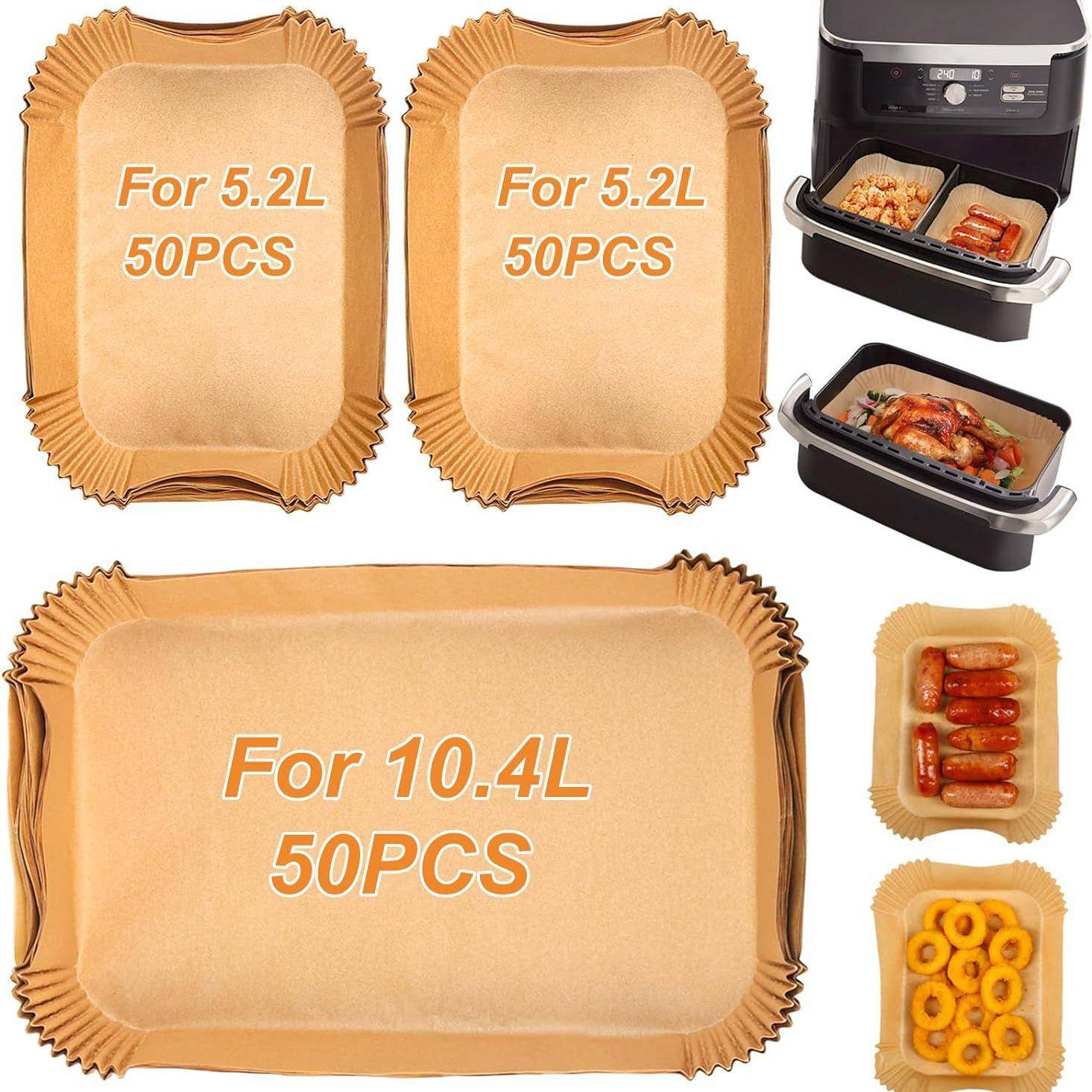 Ninja Foodi Dubbelkorgs Air Fryer-inlägg, 10,4L & 5,2L, Rektangulärt Papper