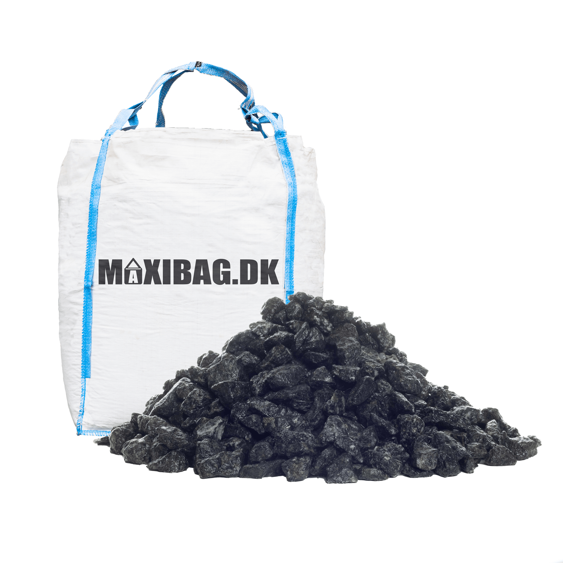 Sorte granitskærver 8-11 mm. - 0,30 m³ (500 kg.) i minibag