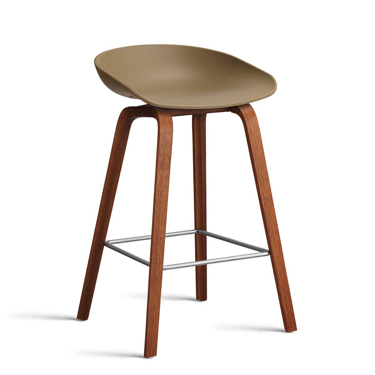 HAY About A Stool - AAS 32 Barstol - Valnød - H:65cm - Rustfri Stål / Clay
