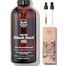 Bionoble black cumin oil Bio 100ml - Glass Bottle Dropper + Pump - 100% Cold Pressed Unfiltered - Face, Body, Hair - Egyptian Black Cumin Oil - Vegan Organic Black Seed Oil