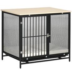 Hundebur med Hygiejnisk Gulvbakke og Let Vedligeholdelsesbar Måtte 80 x 55 x 71 cm Sort
