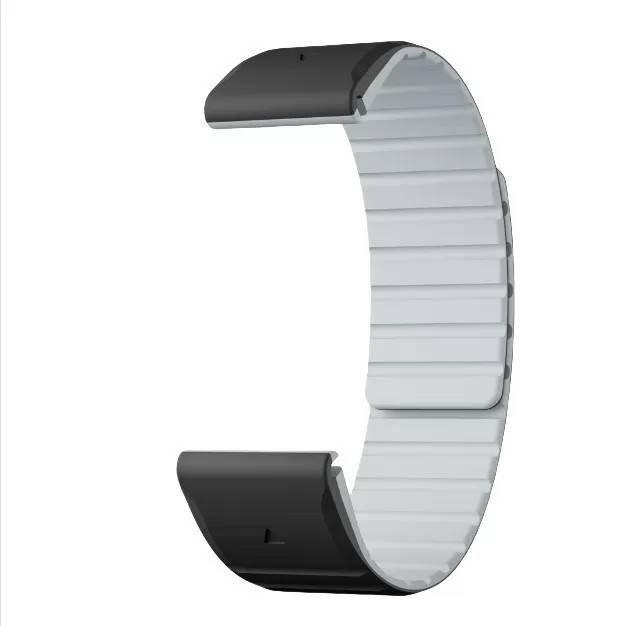 INF Garmin Fenix-armband, magnetiskt silikonarmband för Garmin-klockor kompatibelt med Fenix 8/7/6/5 - Svart+grå 22 mm