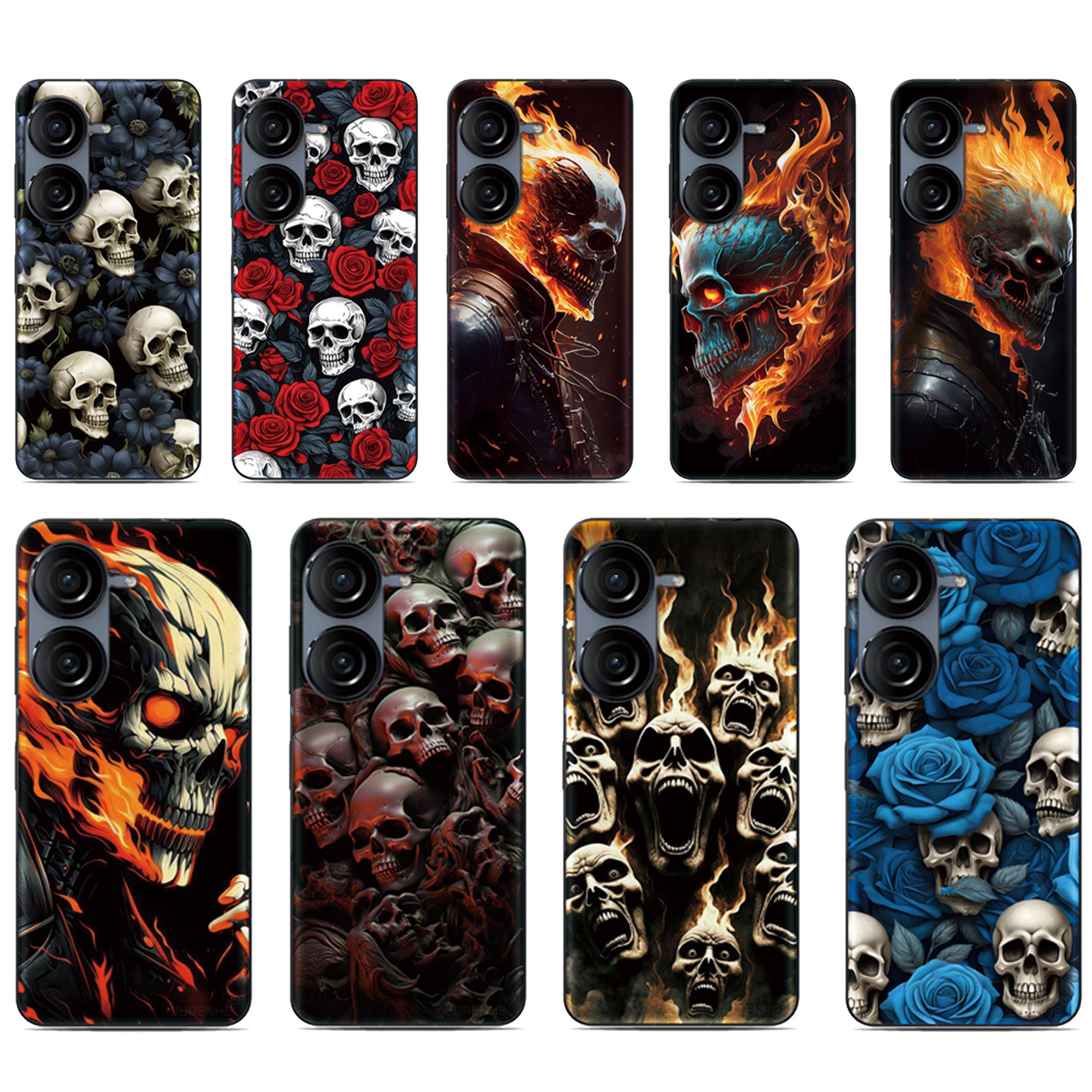 Dödskalleben Fodral för Motorola Moto G67 G57 G56 G86 Power 5G G04 G05 G06 4G G96 G100 Pro G54 G85 G84 E15 G15 G24 Mobilskal gray