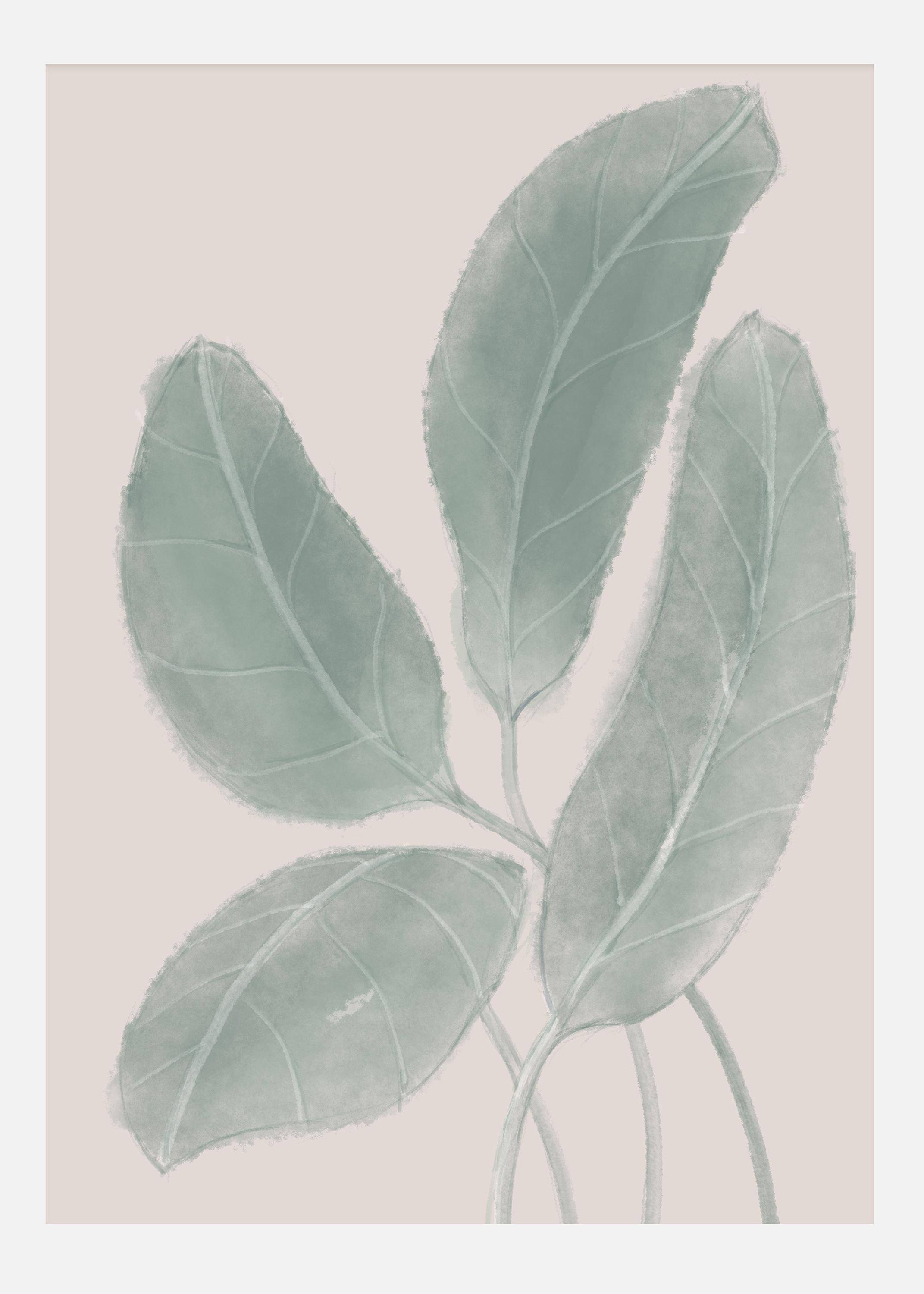 Leaves Watercolor Canvastavla (30x40 cm)