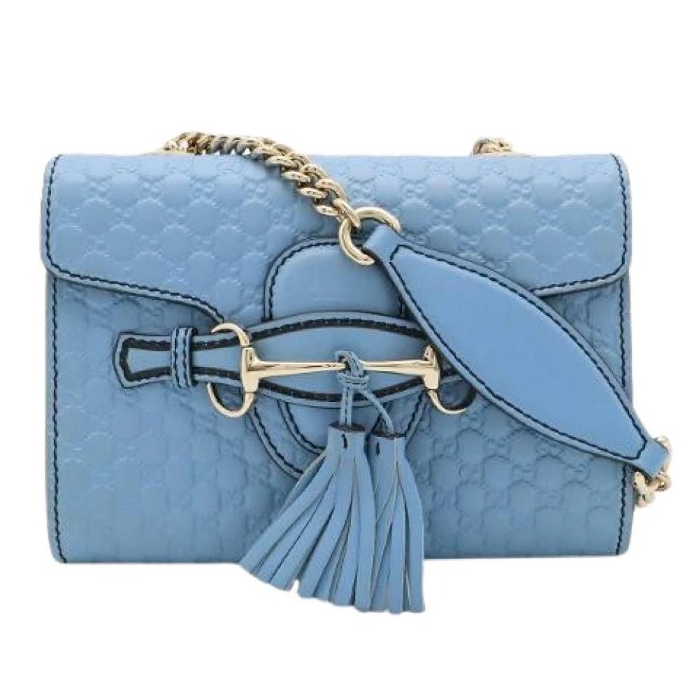 Gucci Vintage Pre-owned Micro Guccissima Læder Skuldertaske - Vintage - Dame - Blå - ONE SIZE - Uld