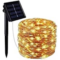 mafiti LED solar koppartråd ljuskedja solljuskedja, 12 m 120 LED koppartrådlampa string, vattentät sol utomhus stjärnor ljuskedjor belysning med 8 lägen för trädgård gård fest