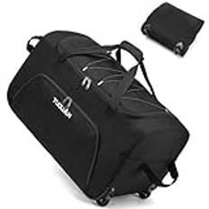 TUGUAN Handbagage med hjul, 110 L, stora resväskor med rullning, vikbara resväskor, lätt expanderbar checkväska, 71 cm hopfällbar bagage, resväska duffelväska med hjul för män, Stor svart, 28,