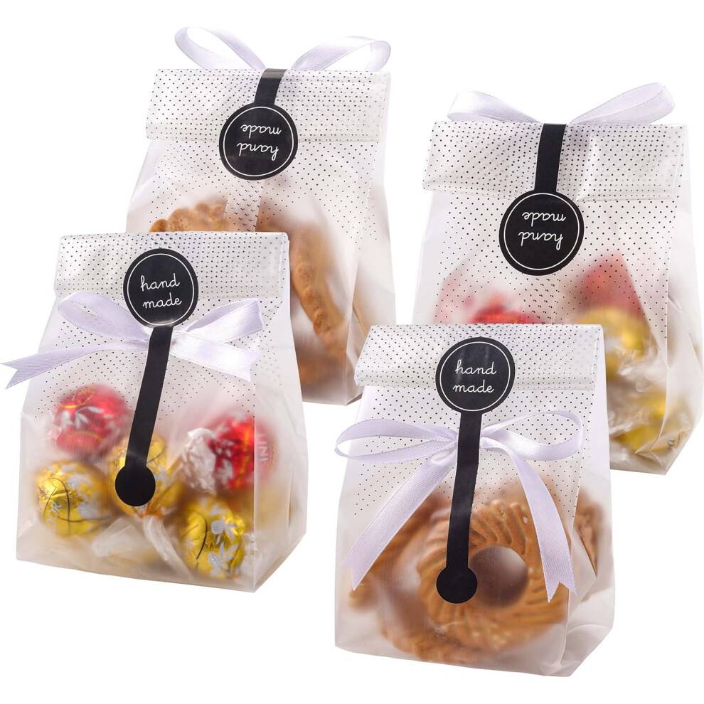 Cellofanposer til bagning af gaver, cellofanposer, snackindpakningsposer med klistermærker til minikager, småkager, chokoladeemballage,