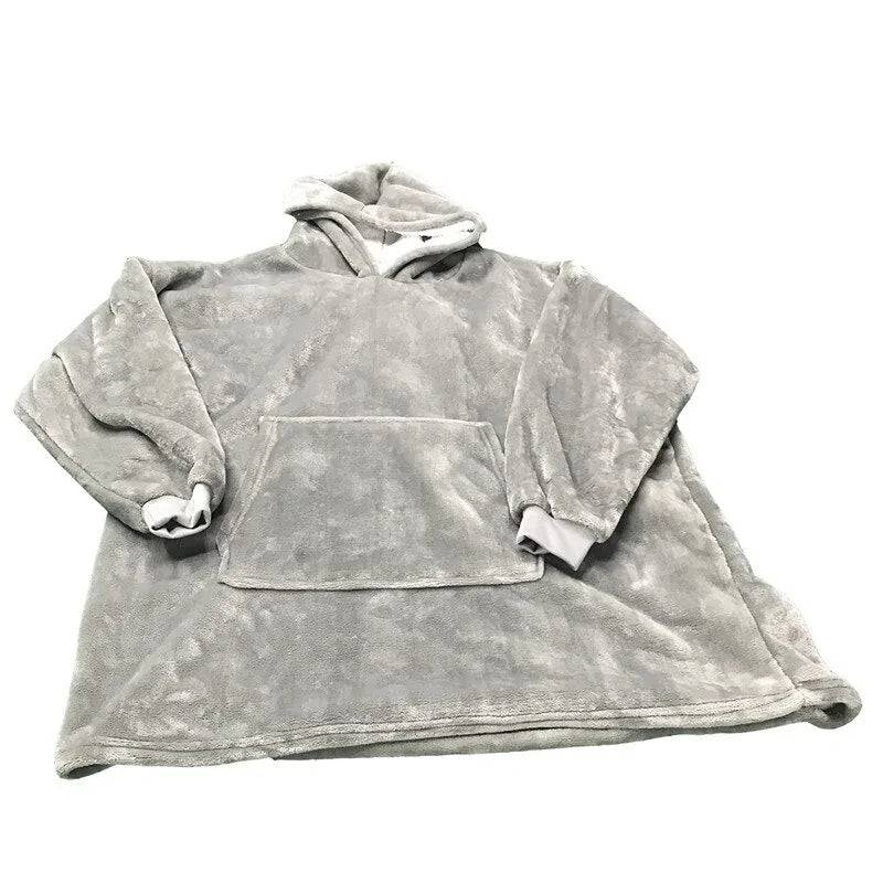 Fleece Sherpa Blanket with Sleeves - Grey / One Size (One Size)