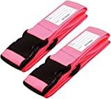 OW-Travel Personliga Bagageband för Resväskor (Rosa 2-pack) Lätt Att Upptäcka Robusta Resväskremmar med Bagageetiketter.Resebälte för Resväska Bagage. Väska rem Fodral Bälten Resväska Rem