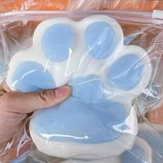 1st Jumbo Söt Cat Paw Mochi Squishy - tecknat mönster Stress Relief Squeeze Toy, Slow Rebound Fidget Sensory Toy, Lämplig för alla raser, Plastmateria - Multifärgad (rosa,blå,Flockande rosa,Flockande blå)