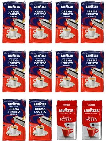 10x Lavazza kaffe Crema e Gusto Classico malet 250 g + 2x malet kaffe – kvalitet Rossa 250 g