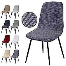 Stolsöverdrag Set om 4 Stretchiga Matstolsskydd Skal Matstolsöverdrag Jacquard Stolskydd Avtagbart Tvättbart Matstolar överdrag för Matsal KöK Bankett Hotell Bröllopsdekoration (Set om 4, T-Grå)