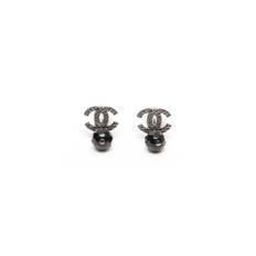 Chanel Coco Mark Dangling Earrings - Grey
