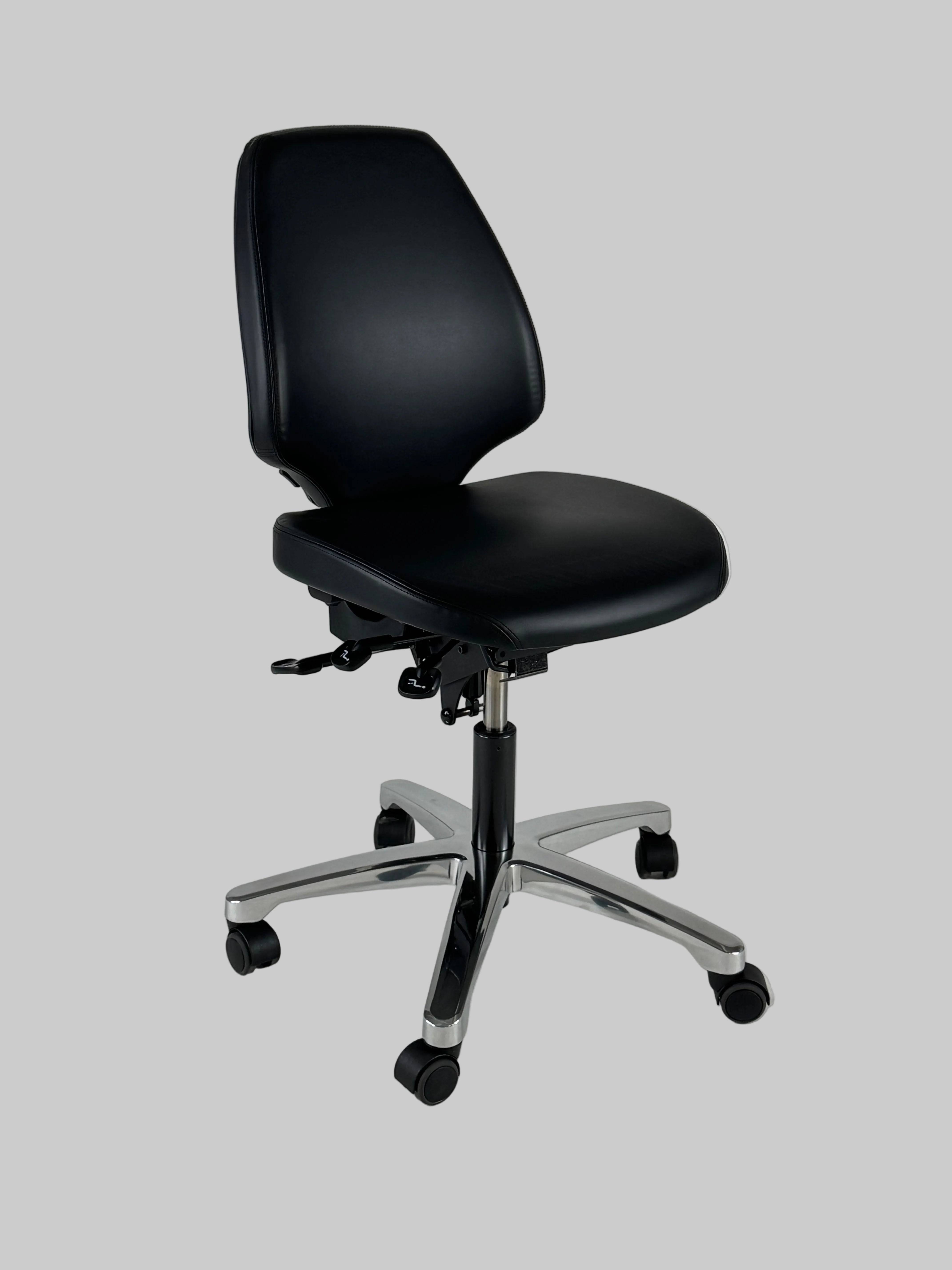 RH Activ 220 Kontorstol – Sort Læder/Krom Stel