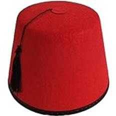 Traditionell röd Fez hatt med svart tofs marockansk hatt mössa keps platt hatt universell ottoman turkisk hatt utklädningshattar, Röd, en storlek