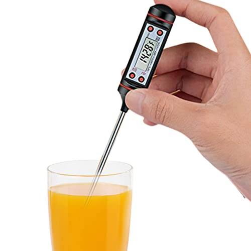 Kötttermometer - Digital matlagningstermometer | Rostfritt stål köktermometer med skärm | Termometer för kyl och ugn | Köktermometer med skäggskärm