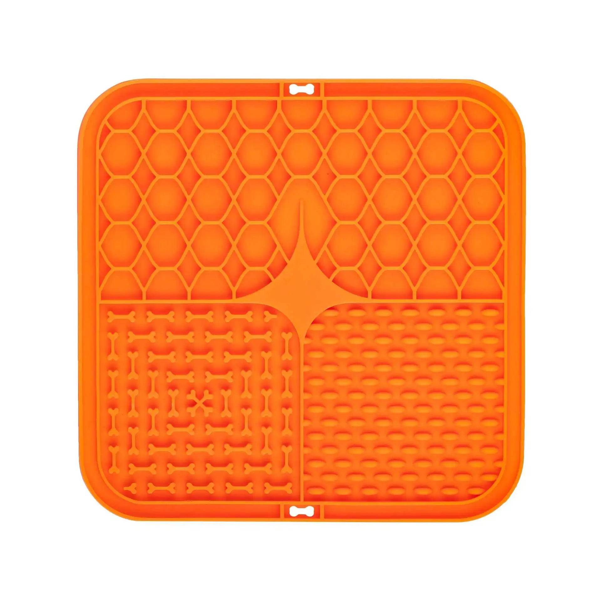 Silicone Lick Mat for Dogs — Slow Feeder, Bath Distraction & Training - orange / 1pcs (1pcs)