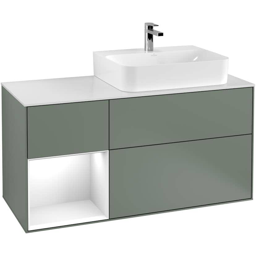 Tvättställsskåp Villeroy & Boch Finion med 3 Lådor Hylla och Bänkskiva för Ocentrerat Tvättställ