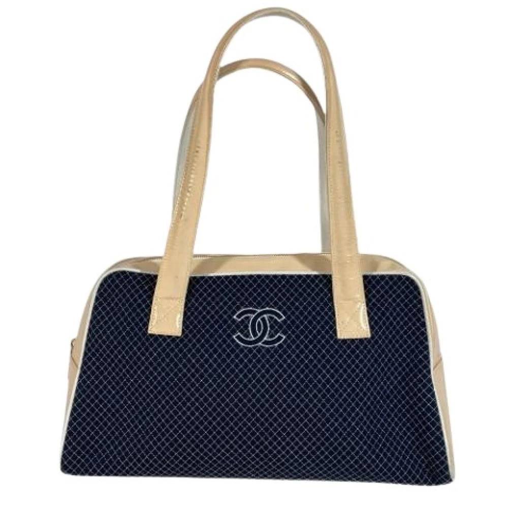 Chanel Vintage Pre-owned Vintage Canvas Boston Bag - Vintage - Dame - Blå - ONE SIZE - Uld