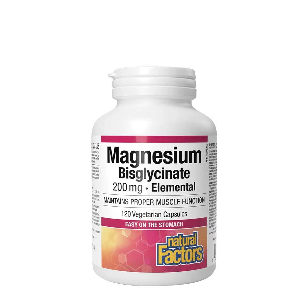 Natural Factors - Rent Magnesium Bisglycinat 200 mg, 120 kapslar