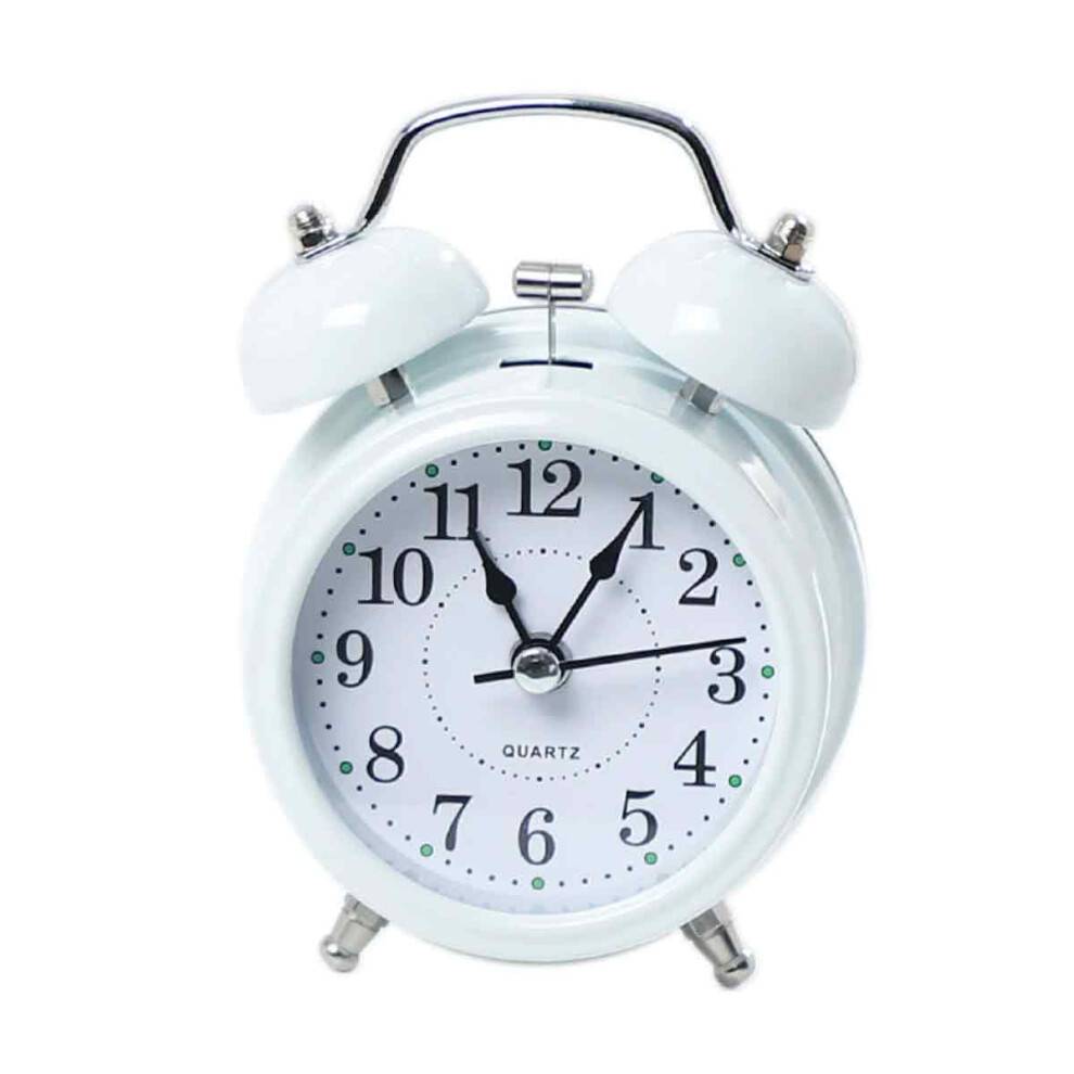 Lydløs vækkeur med høj alarm, indbygget baggrundsbelysning i metalramme med letlæselig urskive, analog alarmklokke i vintagedesign