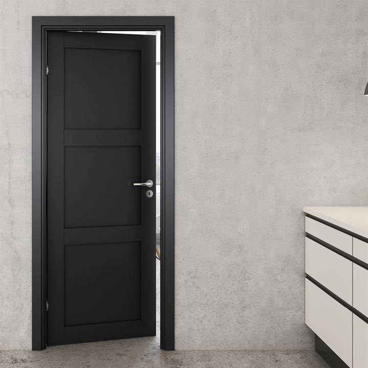 Sort Massiv dør med 3 kvadrater M8x20,5 med skjulte hængsler - Safco Doors