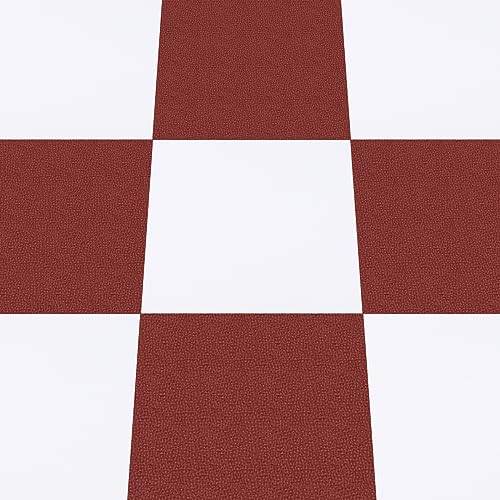 NUFLR Självhäftande golvplattor vinylgolv skala av och klistra fast golvplattor vinylgolv vinylgolvbrädor för kök vardagsrum och badrum golvbrädor vattentät röd och vit 30 x 30 cm 10 st, B003