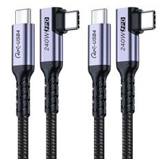 SUMPK 1m USB4-kabel 2 paket, 240W USB C till USB C Rätvinklig kabel, 40 Gbps höghastighetsdata, enkel 8K/Dual 4k skärm kompatibel för Thunderbolt 4, Thunderbolt 3, bildskärm
