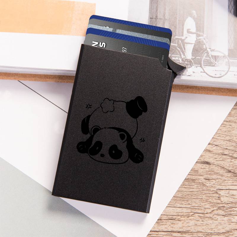 TEMU Men's Wallets, Card Cases Holder Aluminum Alloy Anti-theft Wallet For Rfid Protection Print A Sulking Panda Pattern Slim Card Case Women Men Thin Aluminum Alloy Bank Card Case With Rfid Blocking